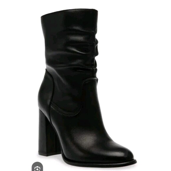 NEW Steve Madden Vector Leather Black Boots Women 9 Slouchy Mid calf MSRP $175 - Picture 1 of 10